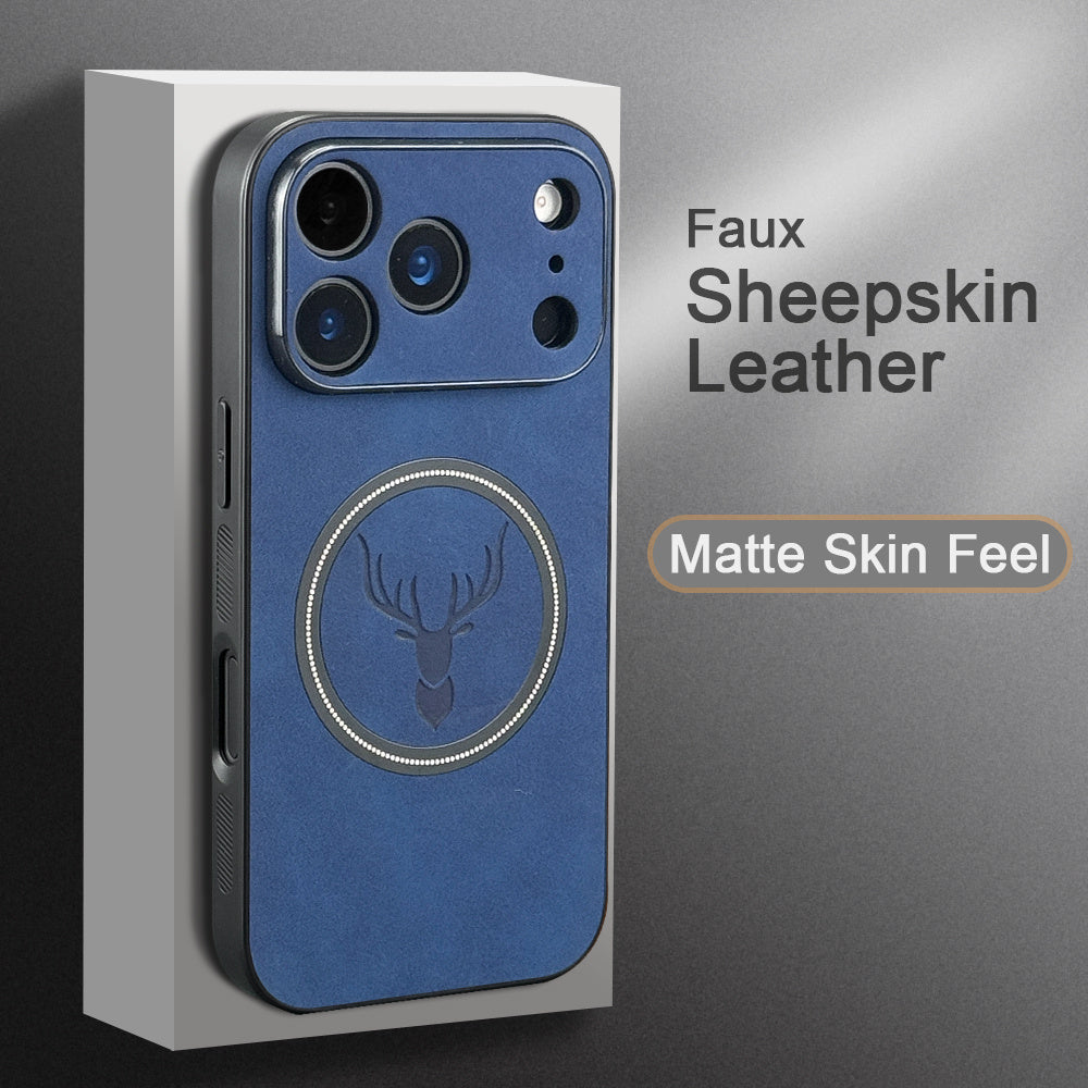 Retro Sheepskin Leather Magnetic Wireless Charging Case iPhone 17