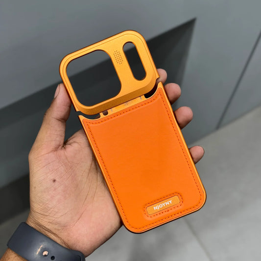 Metal Veagan Leather with Magsafe Case - Orange