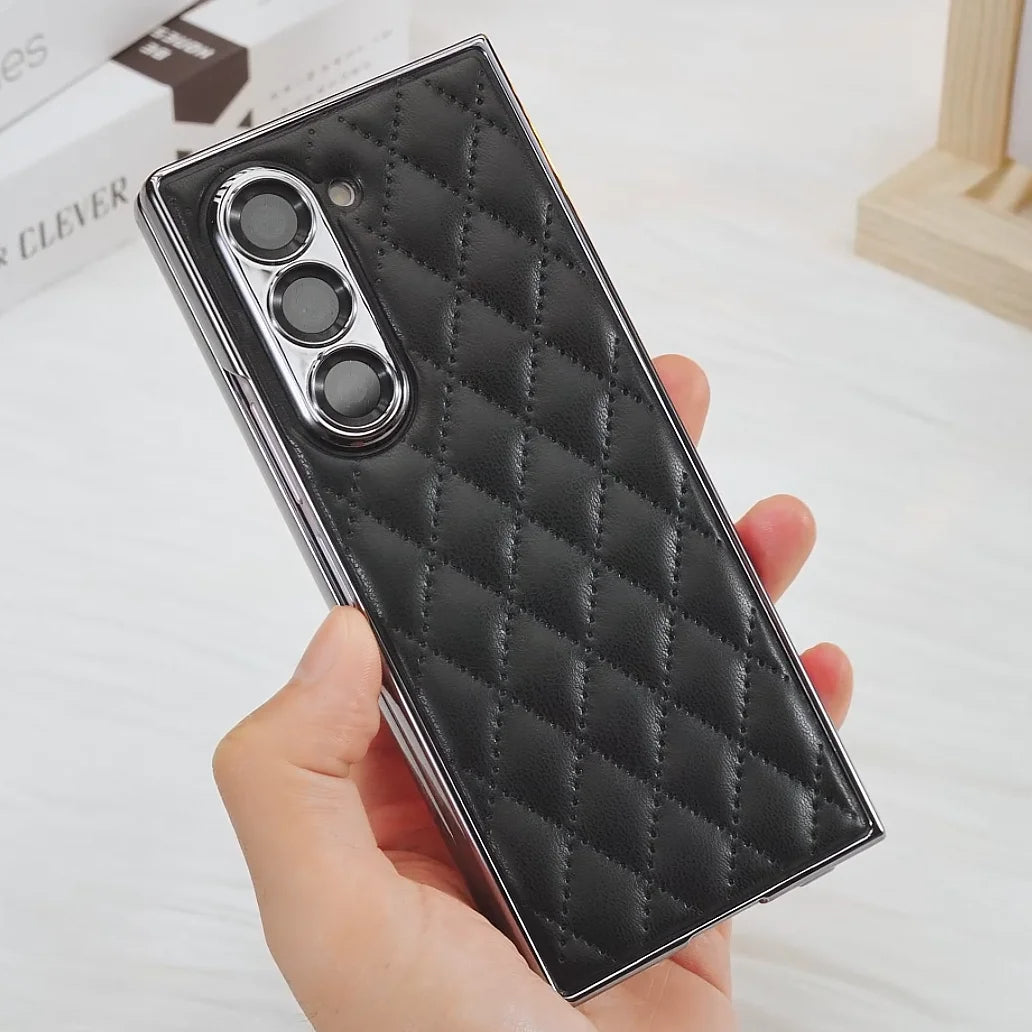 Luxury Plating Diamond Leather Case For Z Fold Series