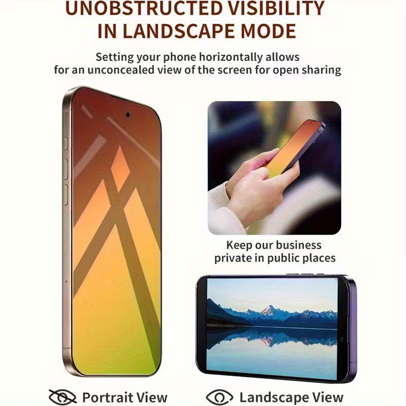2pcs Anti-Peep Privacy Glass Screen Protector & 1pc Camera Lens Protector for iPhone 17
