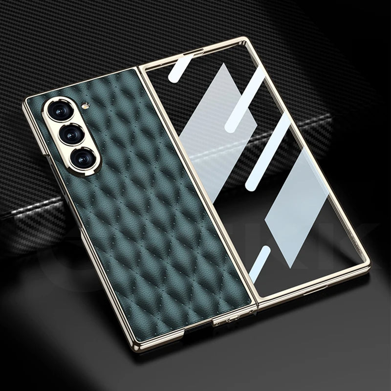 Luxury Plating Diamond Leather Case For Z Fold Series
