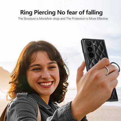 Luxury Fragrant Ring Leather Bracker For Z Fold Series