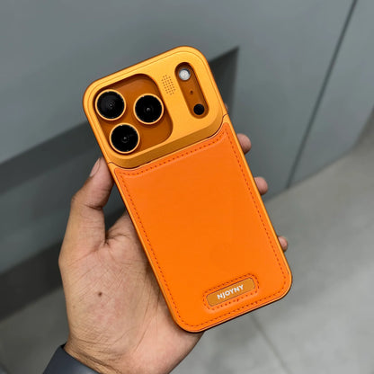 Metal Veagan Leather with Magsafe Case - Orange