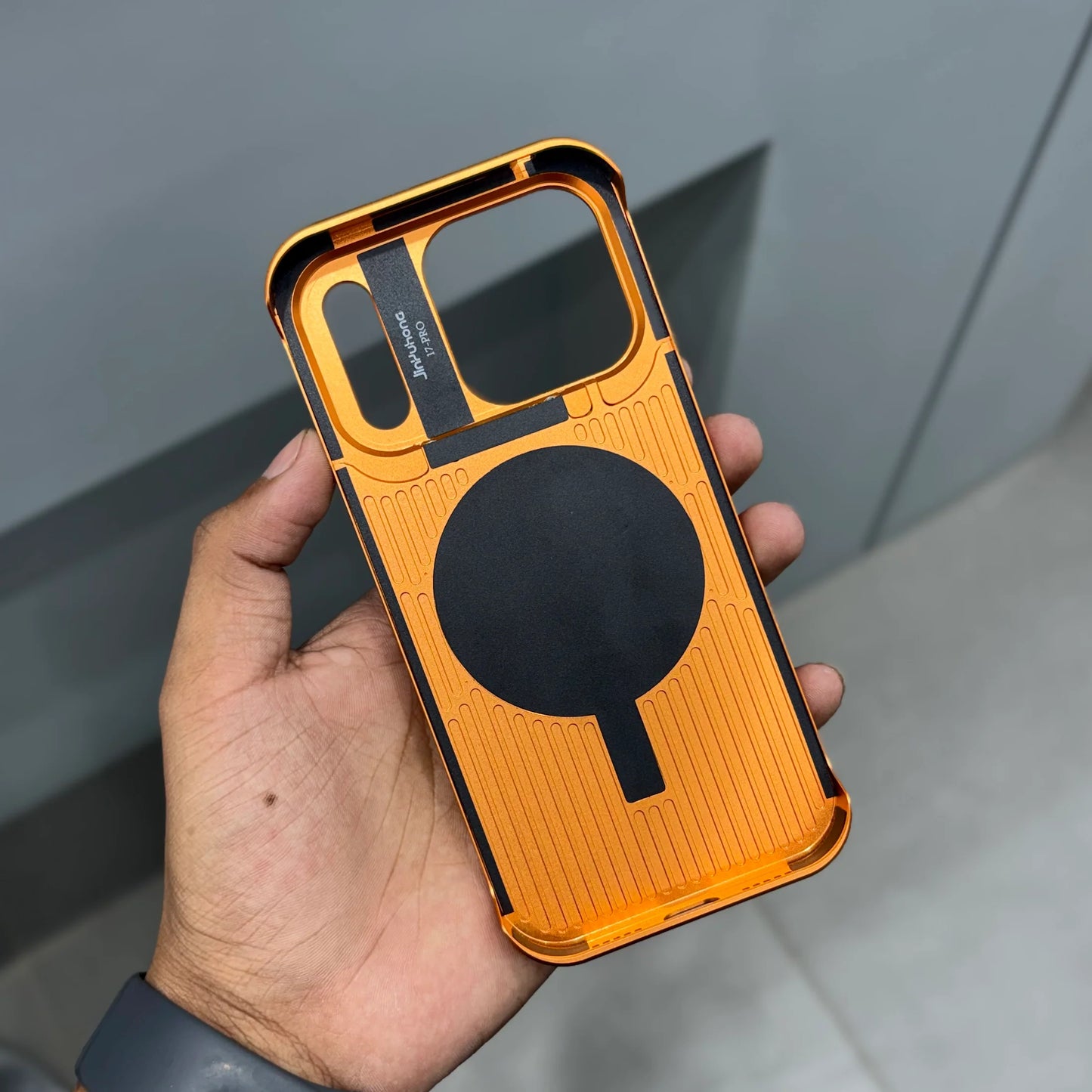 Metal Veagan Leather with Magsafe Case - Orange