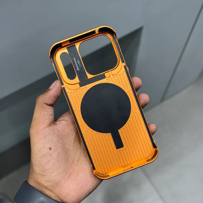 Metal Veagan Leather with Magsafe Case - Orange