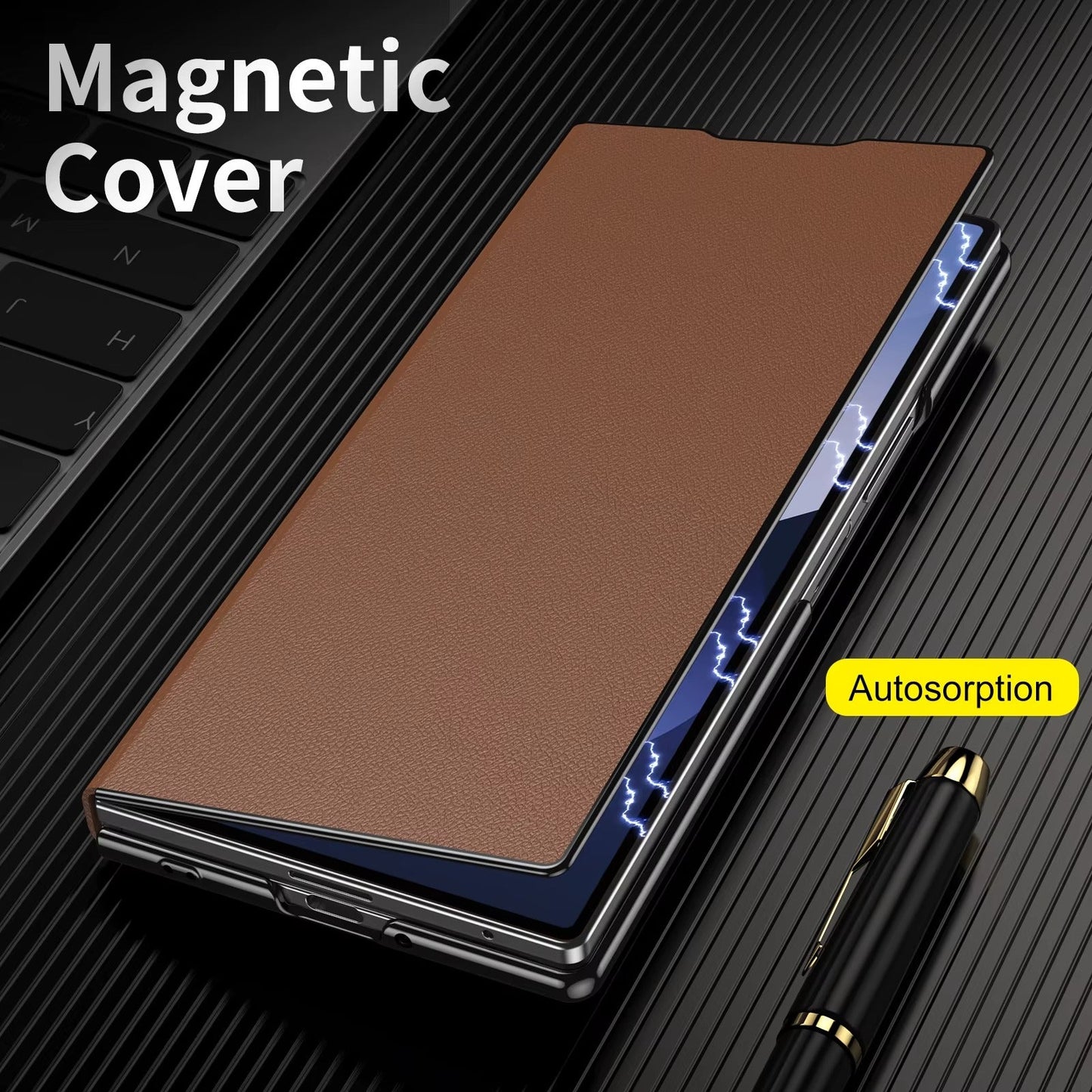 LuxEdge Fold 7,6,5,4– Ultra-Slim Leather Alloy Bracket Case