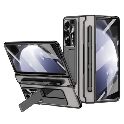 Hinge Z Fold 7, 6, 5, 4 Wireless Transparent Kickstand Case 2.0