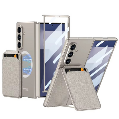 Magnetic Strap Card Holder, Wireless Charging Compatible, Anti-Slip Shockproof Leather