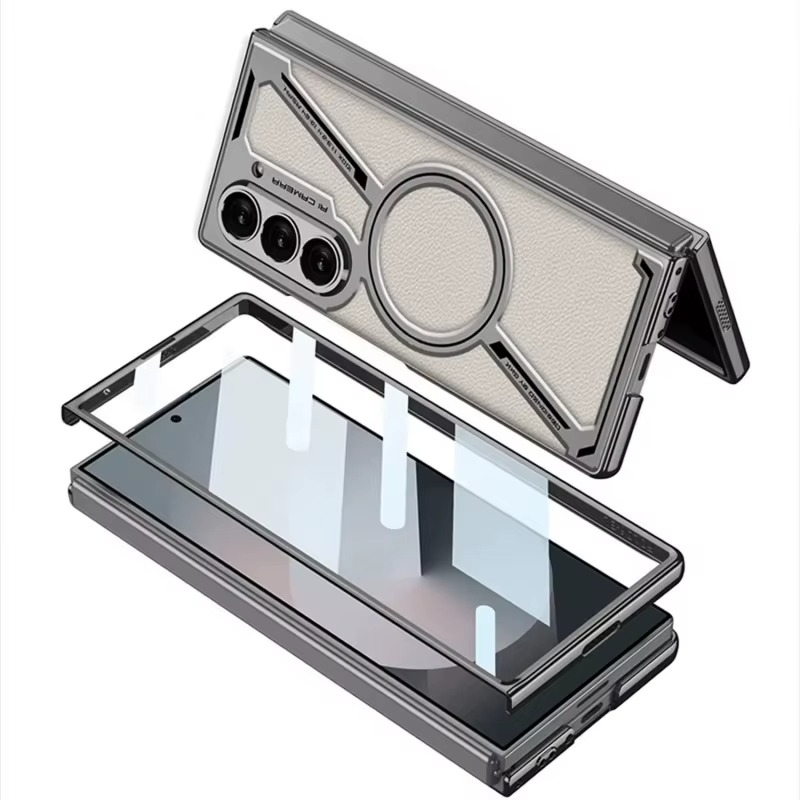 Luxury Electroplating Leather Magnetic Phone Case for Samsung Z Fold Series