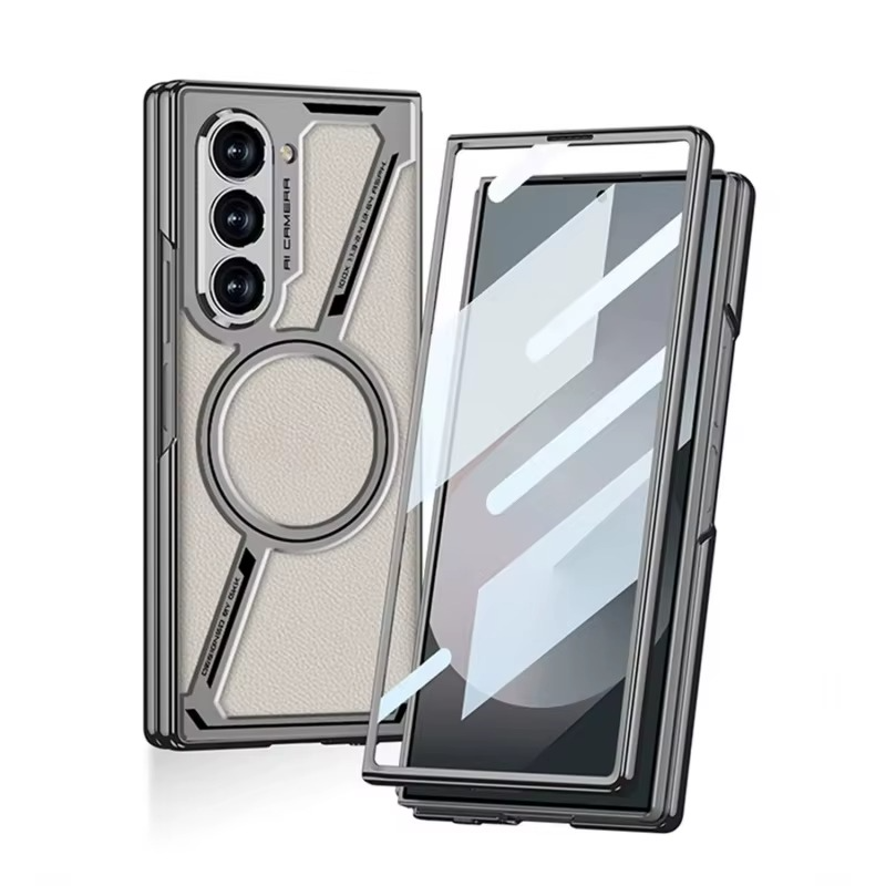 Luxury Electroplating Leather Magnetic Phone Case for Samsung Z Fold Series