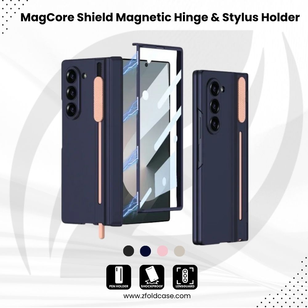 MagCore Ultra-Slim Shield Z Fold 7, 6, 5 - Magnetic Hinge & Stylus Holder Case