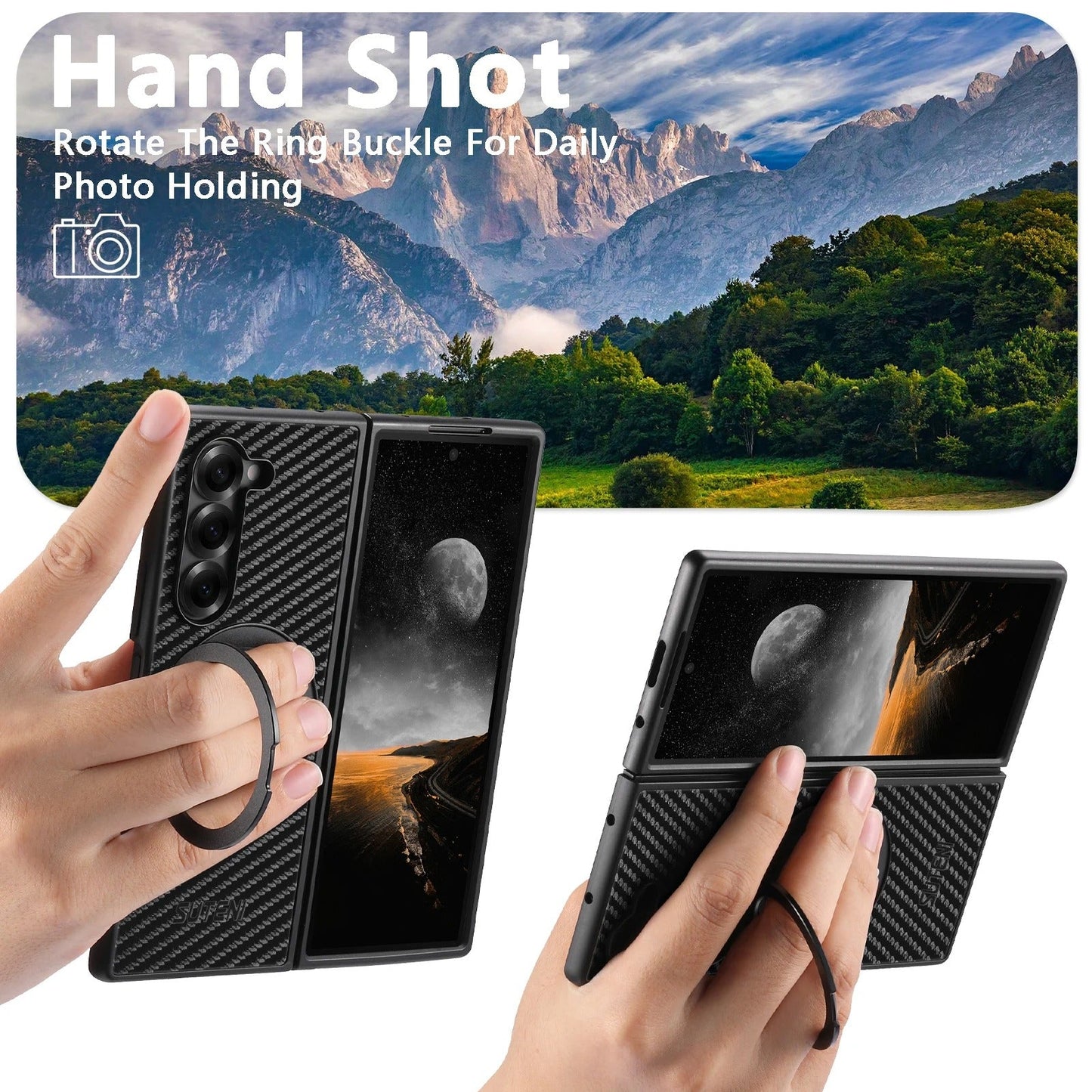 RingGlide Fold 7,6,5 Ultra-Slim Faux Leather MagSafe with  Stand  Case