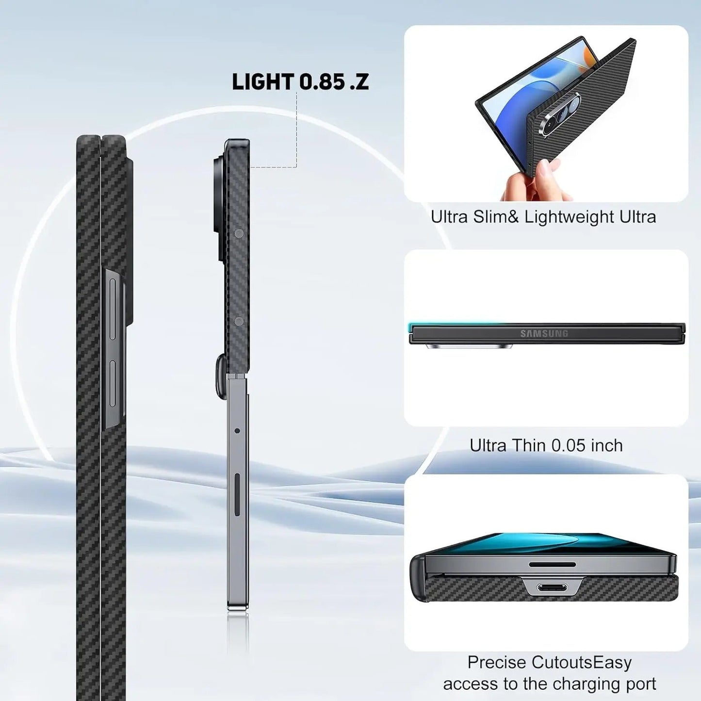 FeatherShield –  Z Fold 7, 6 Ultra-Slim Aramid Carbon MagSafe Case