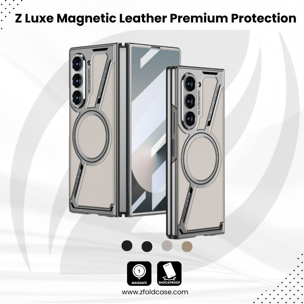 Z Luxe Magnetic Leather Z Fold 7, 6 , 5 Premium Protection Case