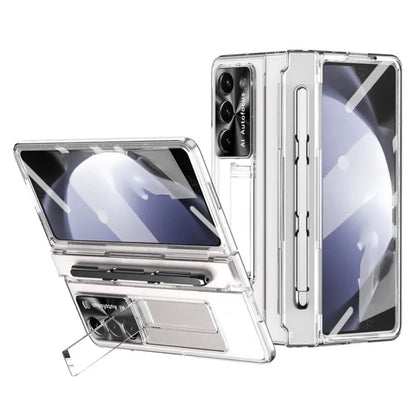 Hinge Z Fold 7, 6, 5, 4 Wireless Transparent Kickstand Case 2.0