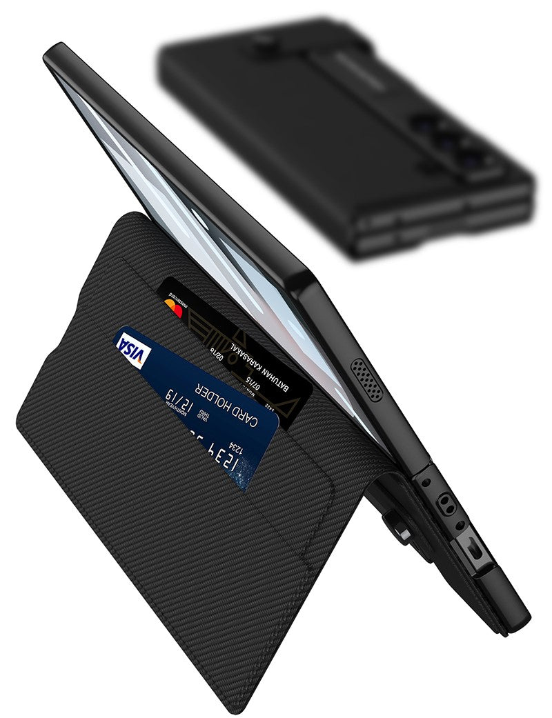 EleganceVault Leather  Z Fold 7, 6,5  Card & Pen Holder with Glass Protection Case