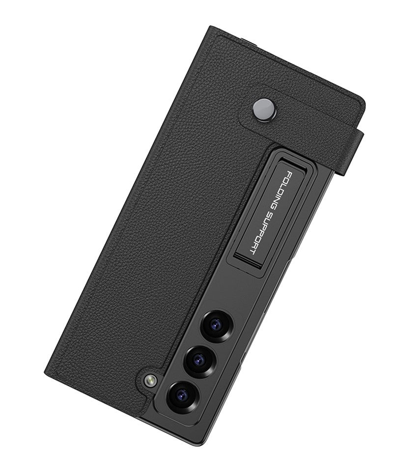 EleganceVault Leather  Z Fold 7, 6,5  Card & Pen Holder with Glass Protection Case