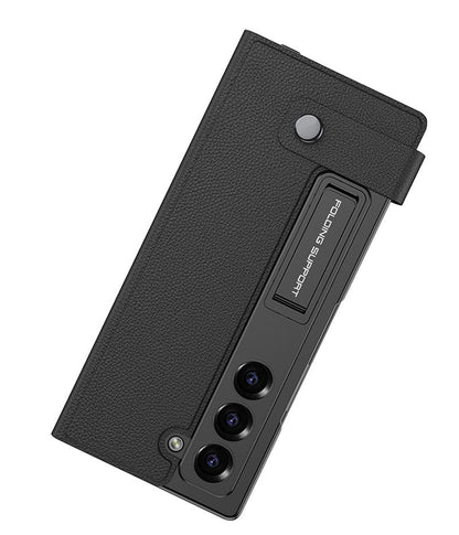 EleganceVault Leather  Z Fold 7, 6,5  Card & Pen Holder with Glass Protection Case