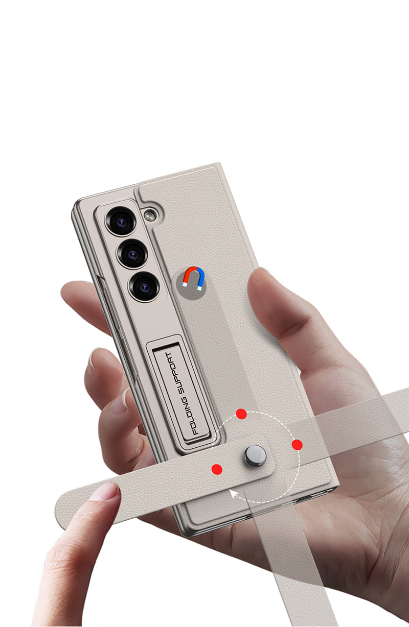 EleganceVault Leather  Z Fold 7, 6,5  Card & Pen Holder with Glass Protection Case