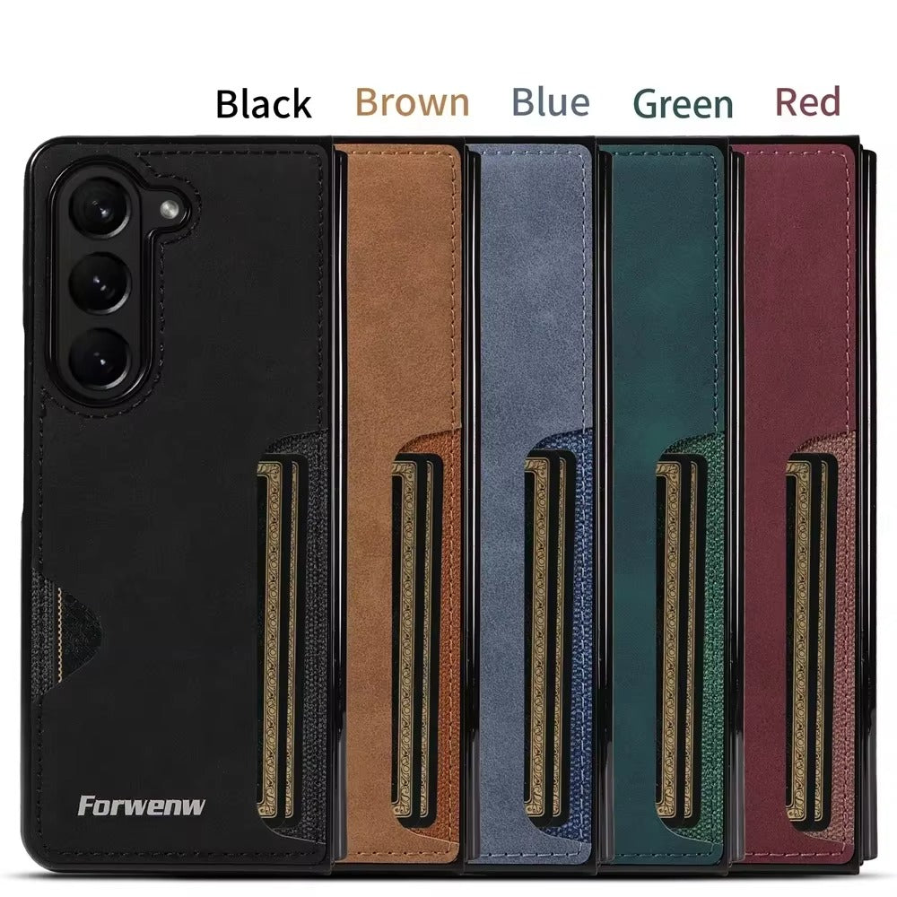 LuxFold Wallet – PU Leather Card Slot Case for Z Fold 7, 6, 5, 4