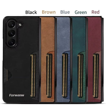 LuxFold Wallet – PU Leather Card Slot Case for Z Fold 7, 6, 5, 4