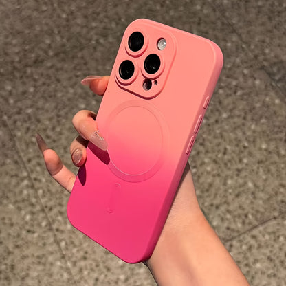 Magnetic Wireless Charging Phone Case Gradient Color For iPhone