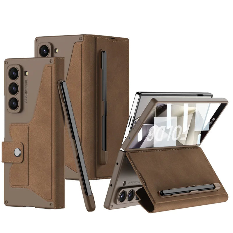 Luxury Flip Leather with Pen Holder for Z Fold Series