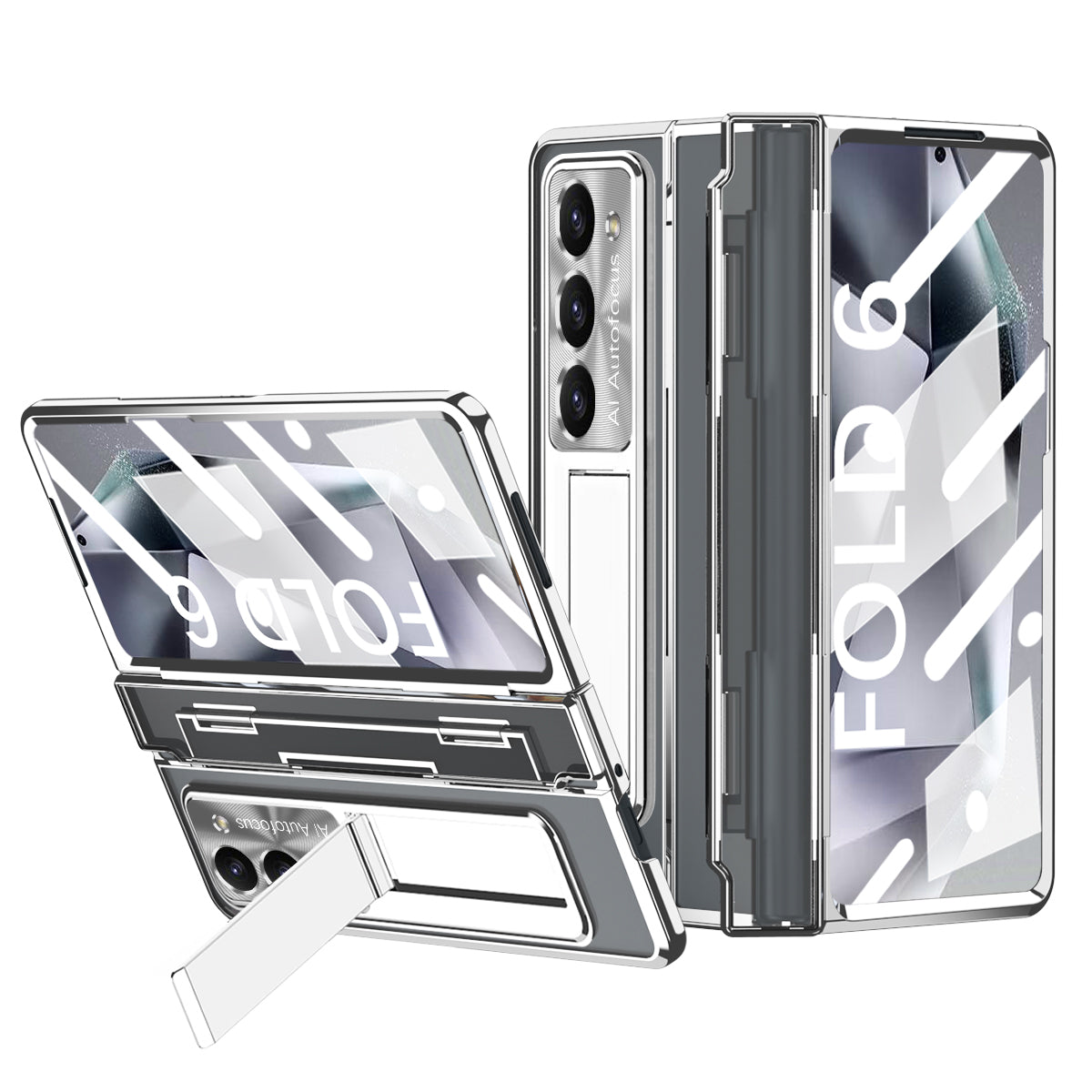 Hinge Z Fold 7, 6, 5, 4 Wireless Transparent Kickstand Case 2.0