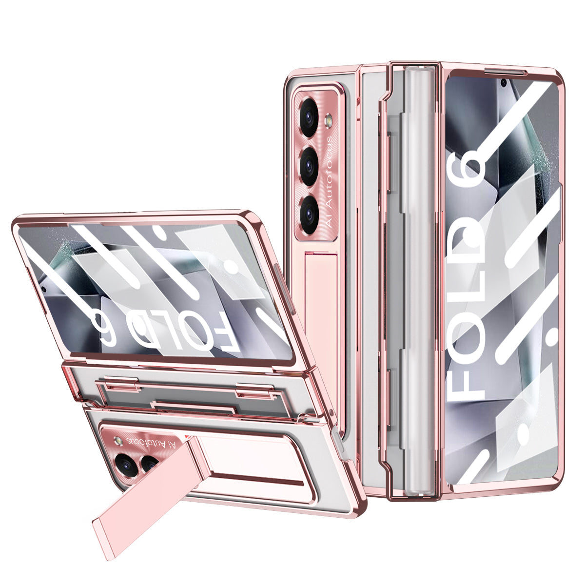 Hinge Z Fold 7, 6, 5, 4 Wireless Transparent Kickstand Case 2.0