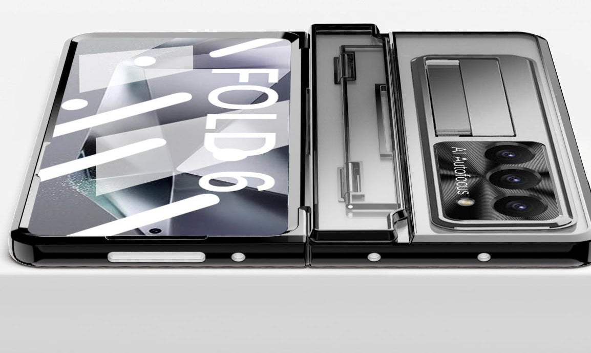 Hinge Z Fold 7, 6, 5, 4 Wireless Transparent Kickstand Case 2.0