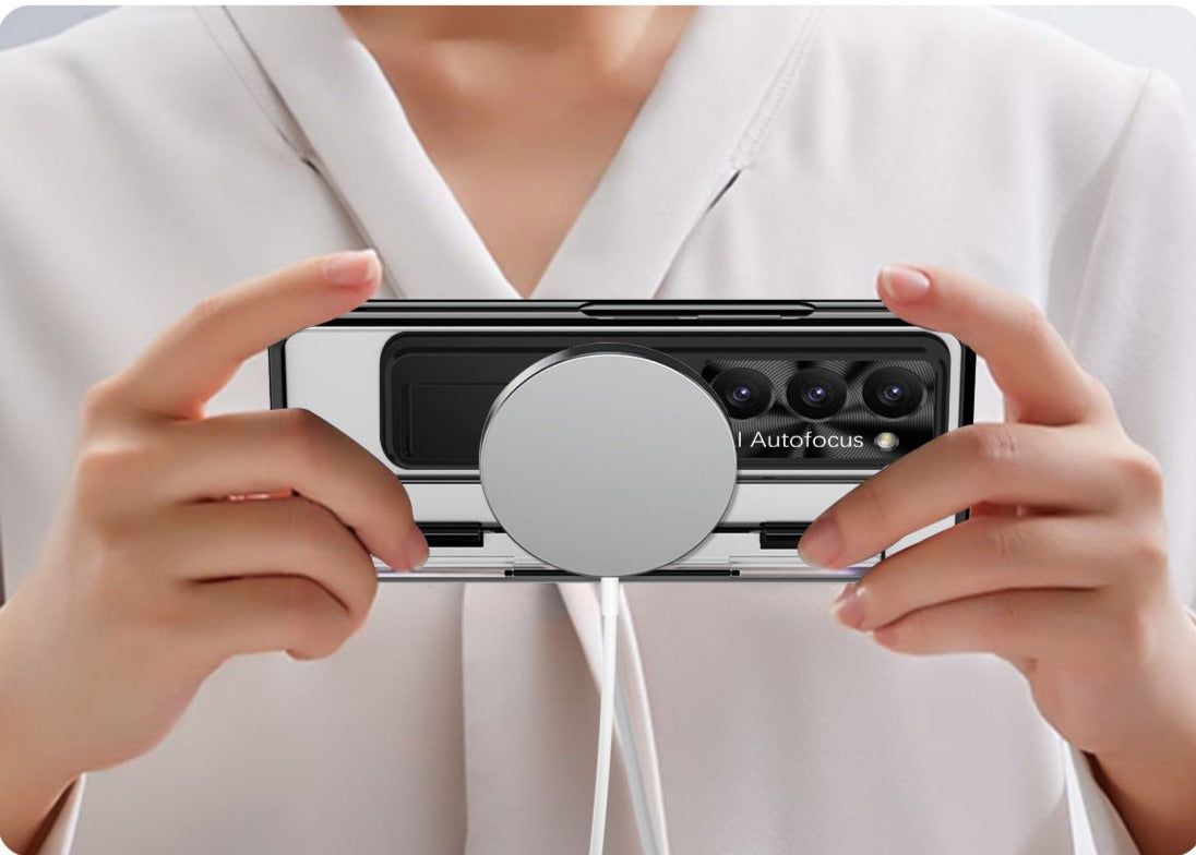 Hinge Z Fold 7, 6, 5, 4 Wireless Transparent Kickstand Case 2.0