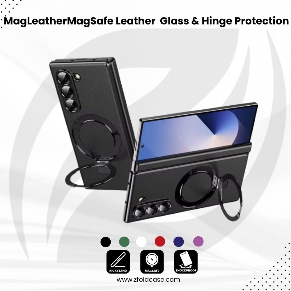 MagLeather Fold – Z Fold MagSafe Leather Case with Glass & Hinge Protection