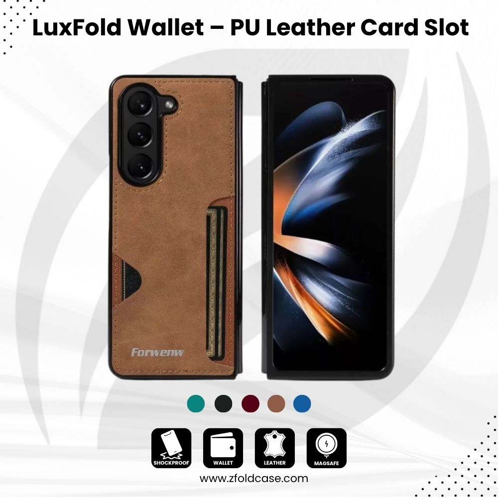 LuxFold Wallet – PU Leather Card Slot Case for Z Fold 7, 6, 5, 4
