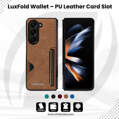 LuxFold Wallet – PU Leather Card Slot Case for Z Fold 7, 6, 5, 4