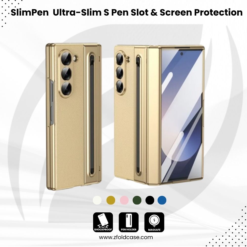 SlimPen Leather – Ultra-Slim Z Fold 7 S Pen Slot & Screen Protection Case