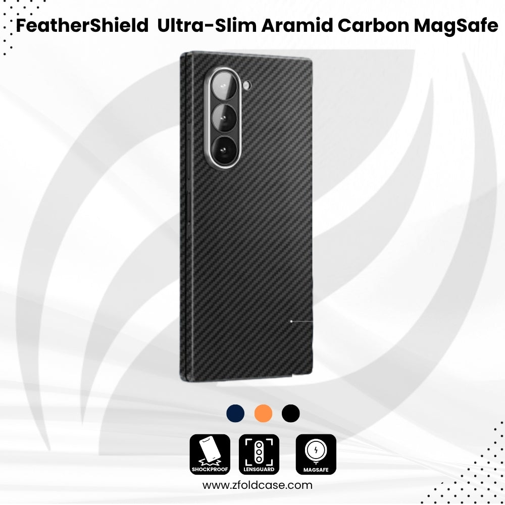 FeatherShield –  Z Fold 7, 6 Ultra-Slim Aramid Carbon MagSafe Case
