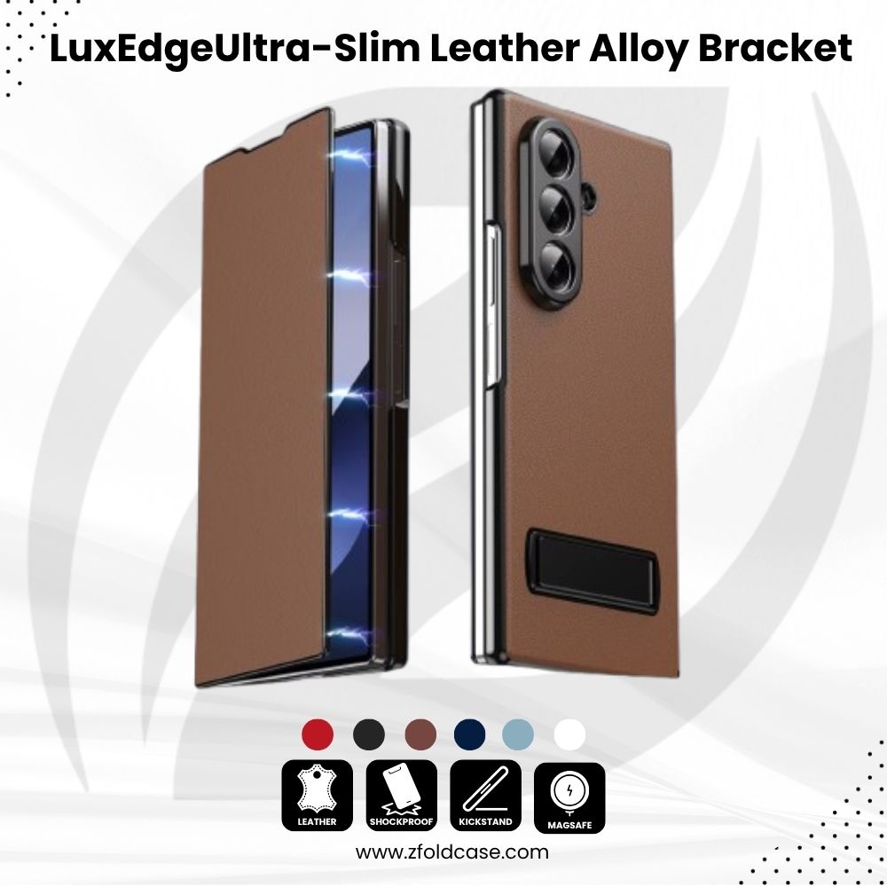 LuxEdge Fold 7,6,5,4– Ultra-Slim Leather Alloy Bracket Case
