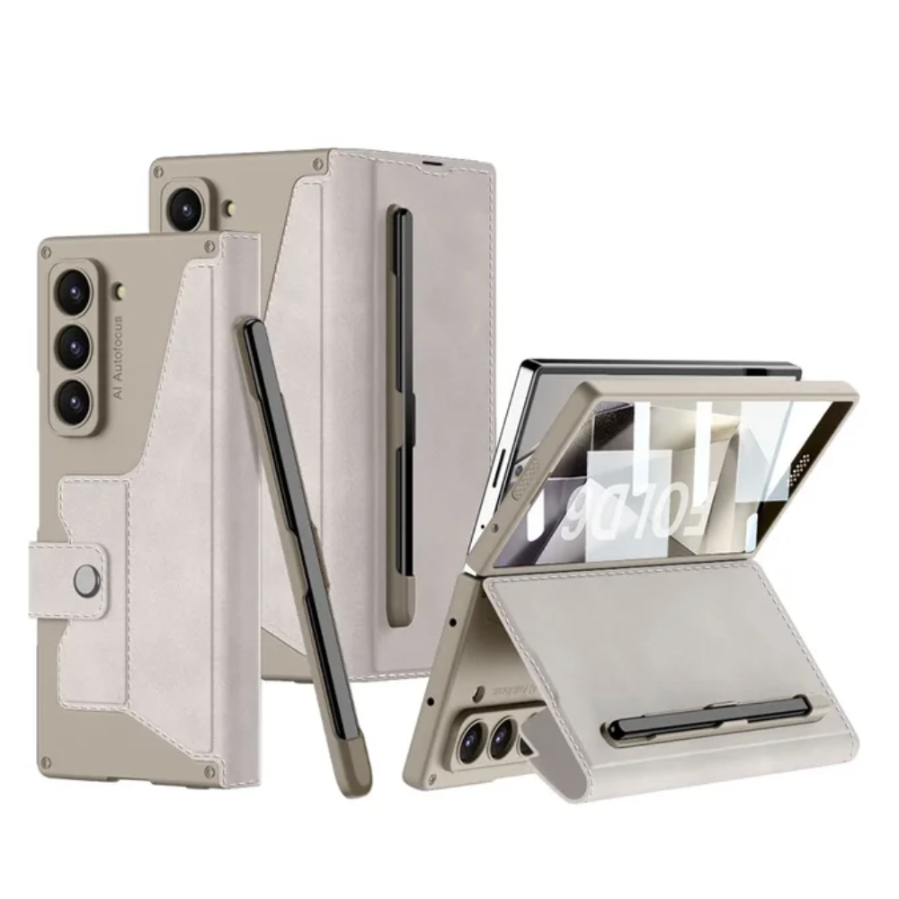 Armor Z Fold 7, 6, 5, 4 Wallet, Pen slot, Leather Case