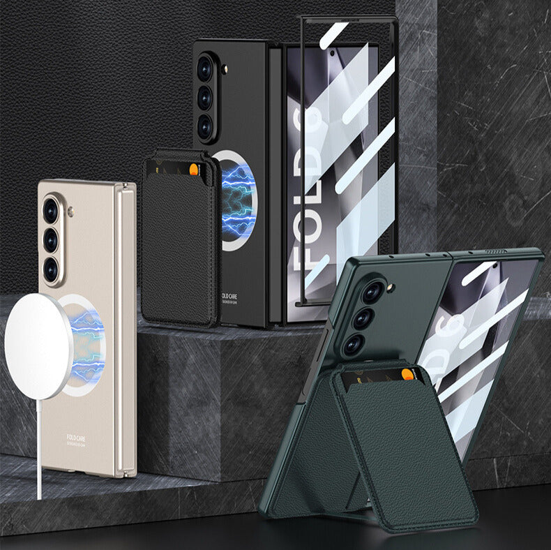 Ultra-Thin MagSafe Leather Wallet Case with Kickstand & Screen Film Z Fold 6