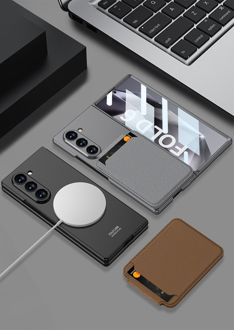 Ultra-Thin MagSafe Leather Wallet Case with Kickstand & Screen Film Z Fold 6