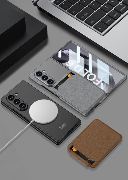 Ultra-Thin MagSafe Leather Wallet Case with Kickstand & Screen Film Z Fold 6