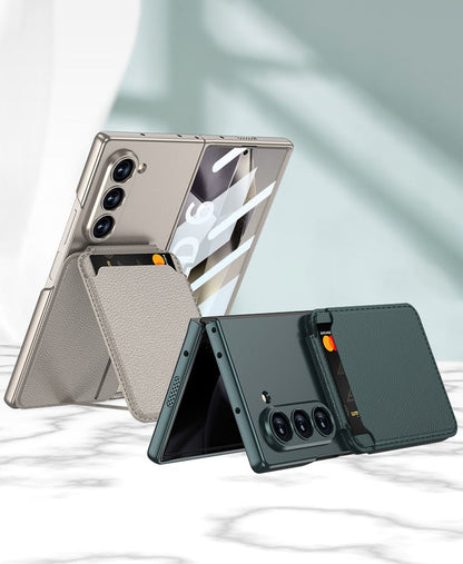 Ultra-Thin MagSafe Leather Wallet Case with Kickstand & Screen Film Z Fold 6