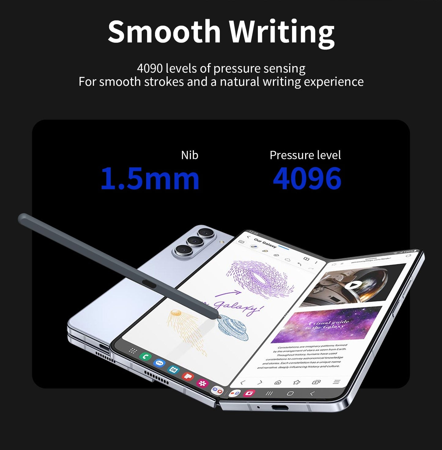 SlimTouch Electromagnetic S Pen with Adhesive Pen Slot for Z Fold 7/6/5/4
