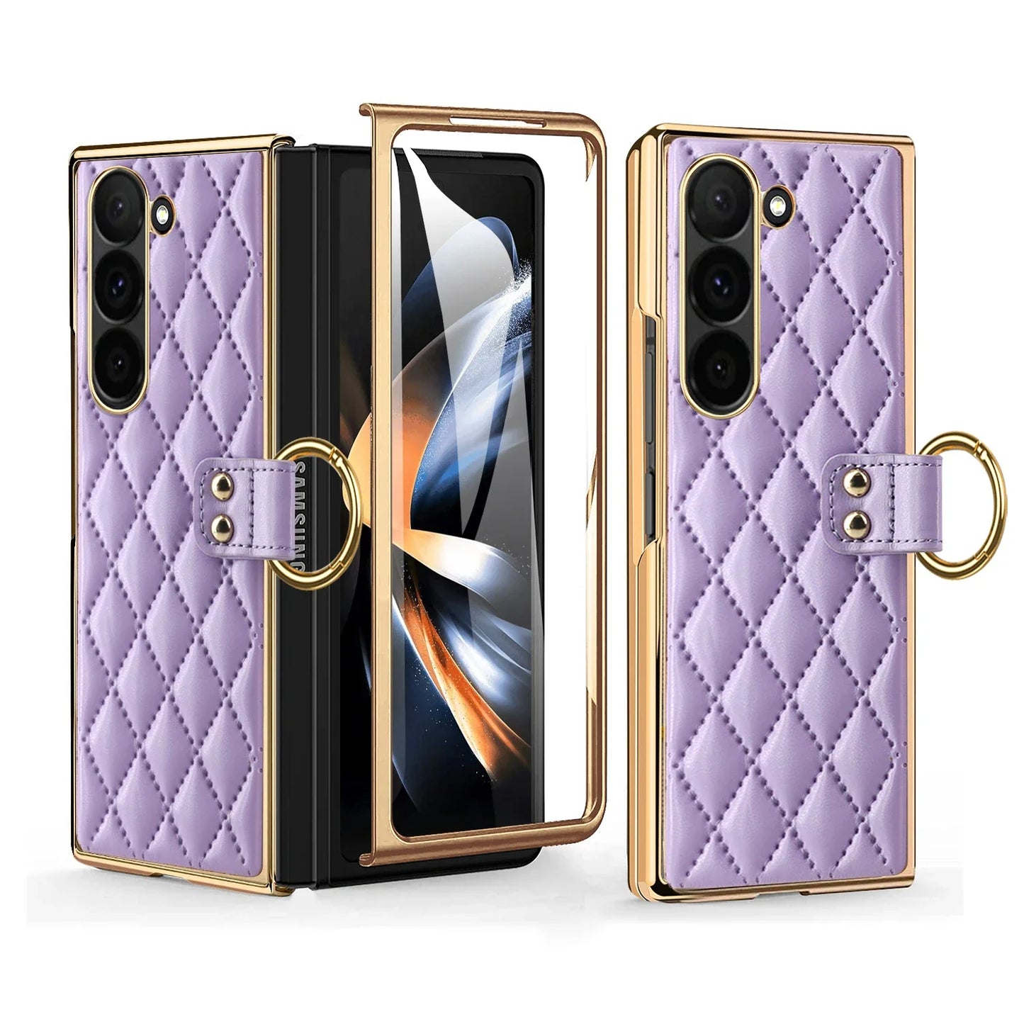 Luxury Fragrant Ring Leather Bracker For Z Fold Series