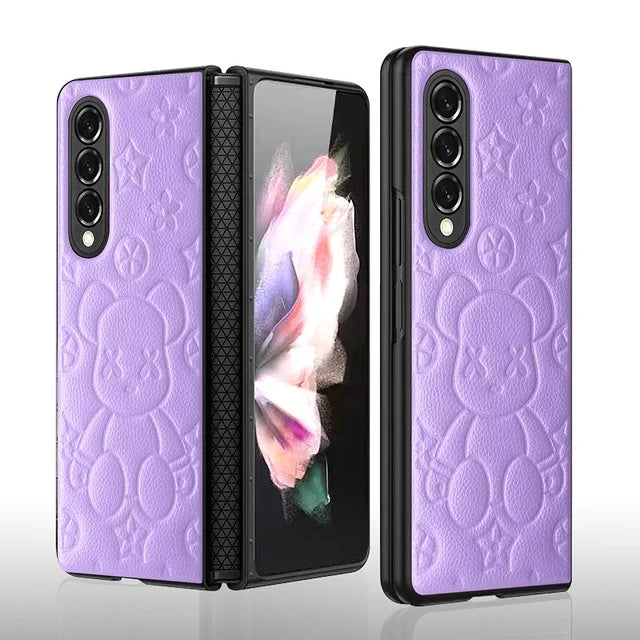 Luxury Bear Pattern  Case For Samsung Galaxy Z Fold Series